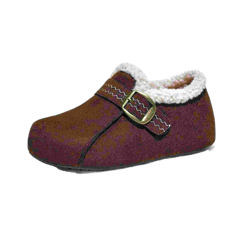 Loafers od velura s kopčom za zatvaranje, skrivena visina 3–5 cm, unutarnja podstava od umjetne dlake, gumeni potplat