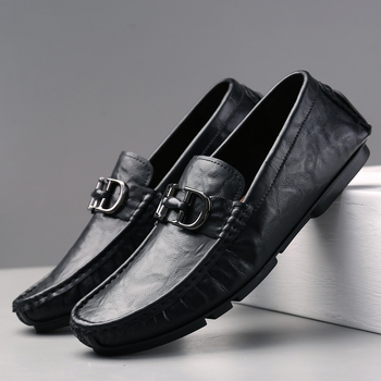 Muški slip-on loaferi, mokasin stil, gumena potplat, okrugli vrh, prozračan gornji dio od kože