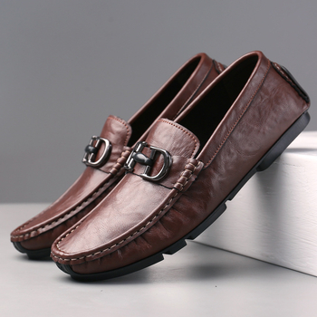 Muški slip-on loaferi, mokasin stil, gumena potplat, okrugli vrh, prozračan gornji dio od kože