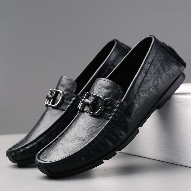 Muški slip-on loaferi, mokasin stil, gumena potplat, okrugli vrh, prozračan gornji dio od kože