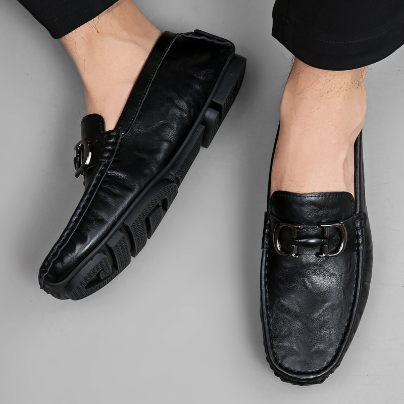 Muški slip-on loaferi, mokasin stil, gumena potplat, okrugli vrh, prozračan gornji dio od kože