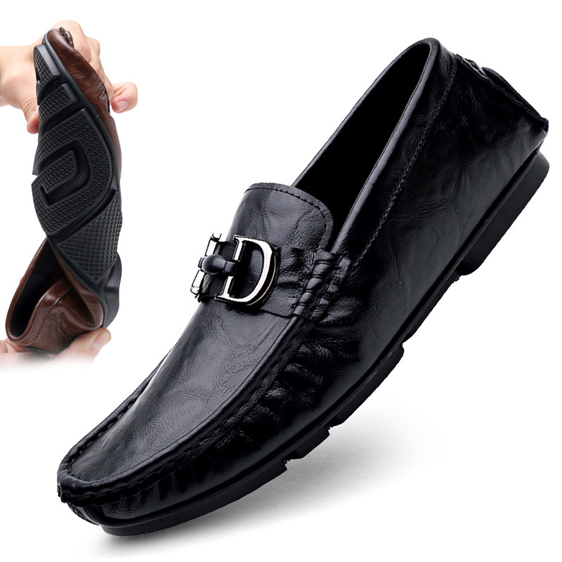 Muški slip-on loaferi, mokasin stil, gumena potplat, okrugli vrh, prozračan gornji dio od kože