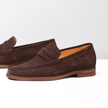 Muški kožni loaferi, slip-on, kvadratni vrh, frosted završetak, gumeni potplat, niski potpetica 1–3 cm, prozračni i protuklizni, koža uloška