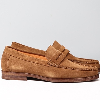Muški kožni loaferi, slip-on, kvadratni vrh, frosted završetak, gumeni potplat, niski potpetica 1–3 cm, prozračni i protuklizni, koža uloška