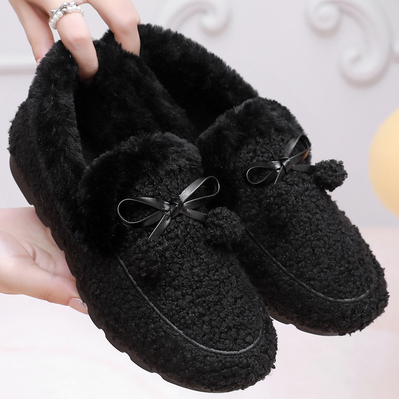 Doudou cipele za žene - udobne slip-on s gornjim dijelom od velura, zaobljen vrh, niski potpetica 1-3 cm, topla podstava od umjetne dlake, PVC đon