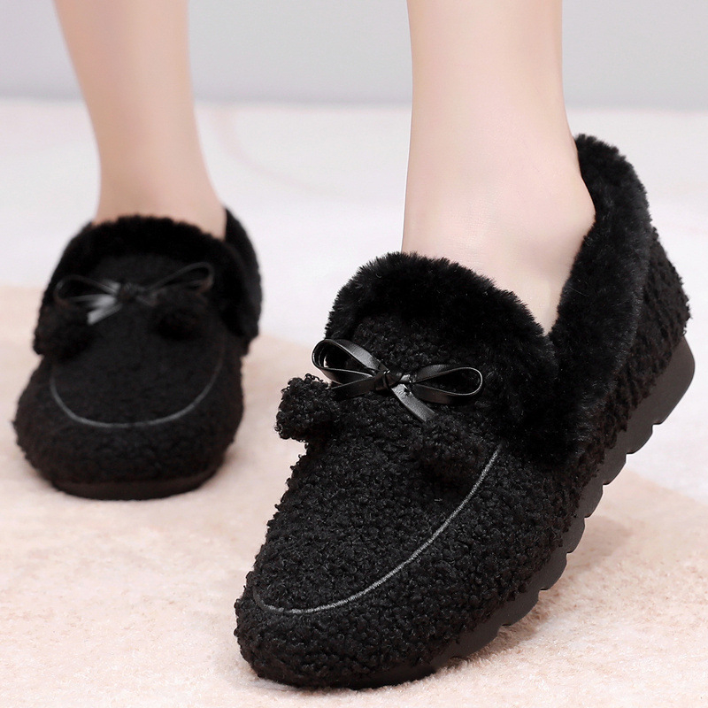 Doudou cipele za žene - udobne slip-on s gornjim dijelom od velura, zaobljen vrh, niski potpetica 1-3 cm, topla podstava od umjetne dlake, PVC đon