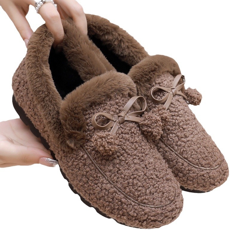 Doudou cipele za žene - udobne slip-on s gornjim dijelom od velura, zaobljen vrh, niski potpetica 1-3 cm, topla podstava od umjetne dlake, PVC đon