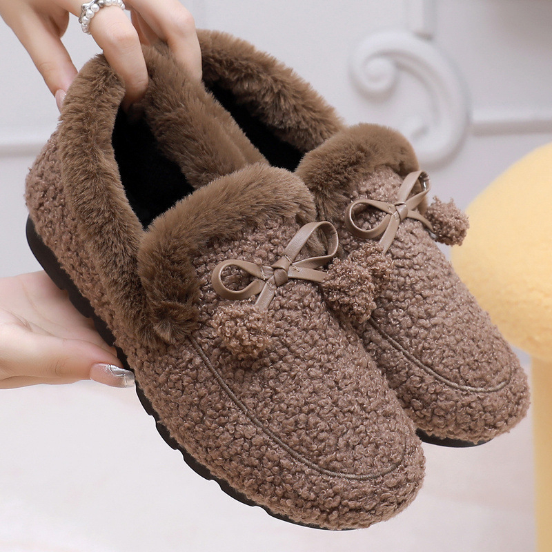 Doudou cipele za žene - udobne slip-on s gornjim dijelom od velura, zaobljen vrh, niski potpetica 1-3 cm, topla podstava od umjetne dlake, PVC đon