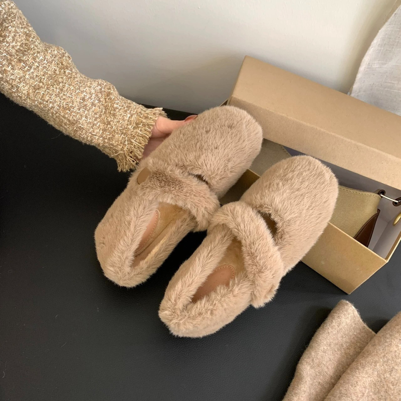 Ženske loaferice s unutarnjim povećanjem visine 5 cm, gornji dio od umjetne pliš, Velcro zatvarač, gumeni potplat, visina pete 3-5 cm