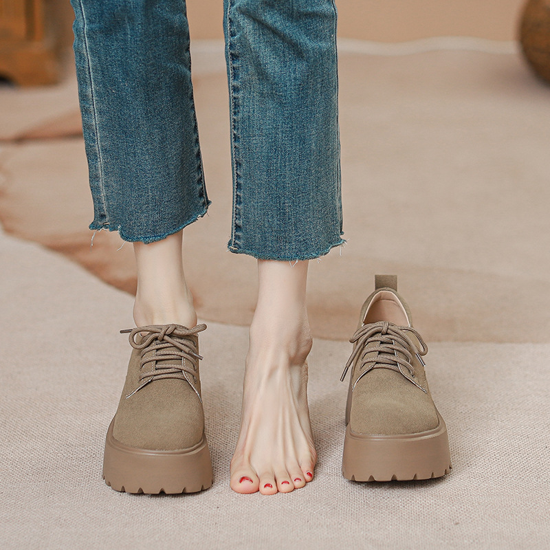 Pantofi platformă în stil Birkenstock, creștere de înălțime 10 cm, șireturi, talpă groasă, talpă PU