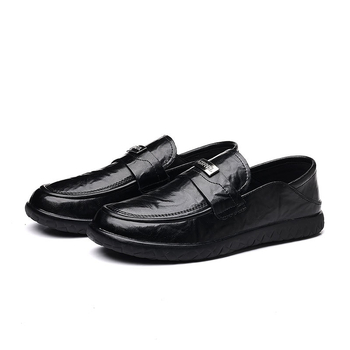 Pantofi casual bărbați slip-on din piele de vită, două straturi — vârf rotund, talpă din cauciuc, antiderapant