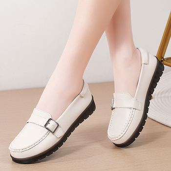 Ženske loafers 2025 – kožne cipele bez vezica, slip-on s protukliznom TPR potplatom, niski debeli pet, gornji dio od kože druge klase, PU ulošak