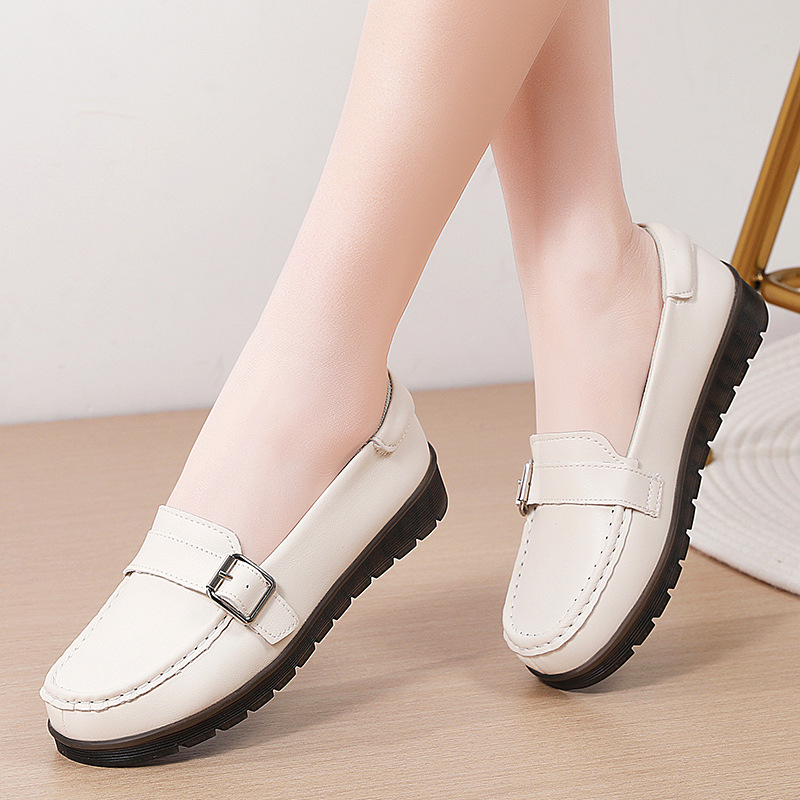 Ženske loafers 2025 – kožne cipele bez vezica, slip-on s protukliznom TPR potplatom, niski debeli pet, gornji dio od kože druge klase, PU ulošak