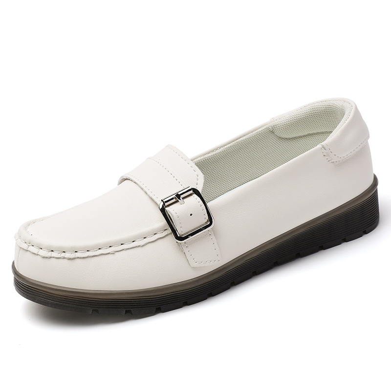 Ženske loafers 2025 – kožne cipele bez vezica, slip-on s protukliznom TPR potplatom, niski debeli pet, gornji dio od kože druge klase, PU ulošak
