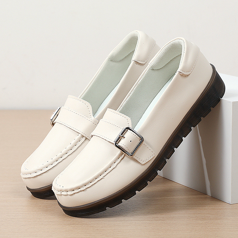 Ženske loafers 2025 – kožne cipele bez vezica, slip-on s protukliznom TPR potplatom, niski debeli pet, gornji dio od kože druge klase, PU ulošak