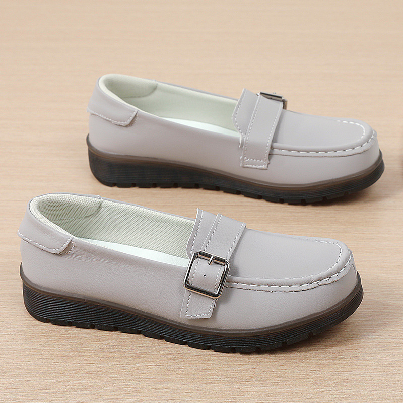 Ženske loafers 2025 – kožne cipele bez vezica, slip-on s protukliznom TPR potplatom, niski debeli pet, gornji dio od kože druge klase, PU ulošak
