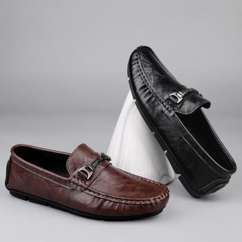 Muške kožne slip-on casual cipele s gumom, okrugla špička, PU ulošak, mrežasta podstava
