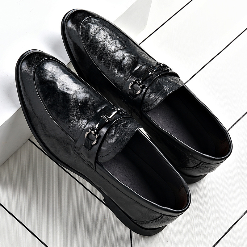 Muške Slip-on Cipele od Prave Kože – Gornji dio od prave kože, Unutrašnjica od svinjske kože, Gumeni potplat, Nizak pet 1–3 cm, Prozračnost