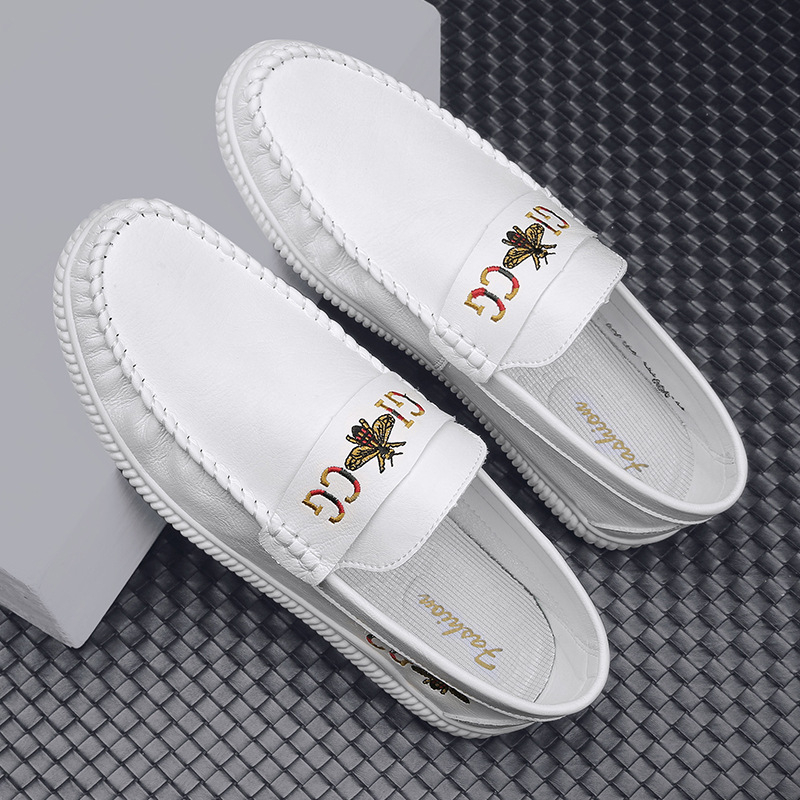 Muške Bean Shoes – gornji dio Ultra-Fiber kože, slip-on bez vezica, zaobljeni nos, gumasta udobna potplat