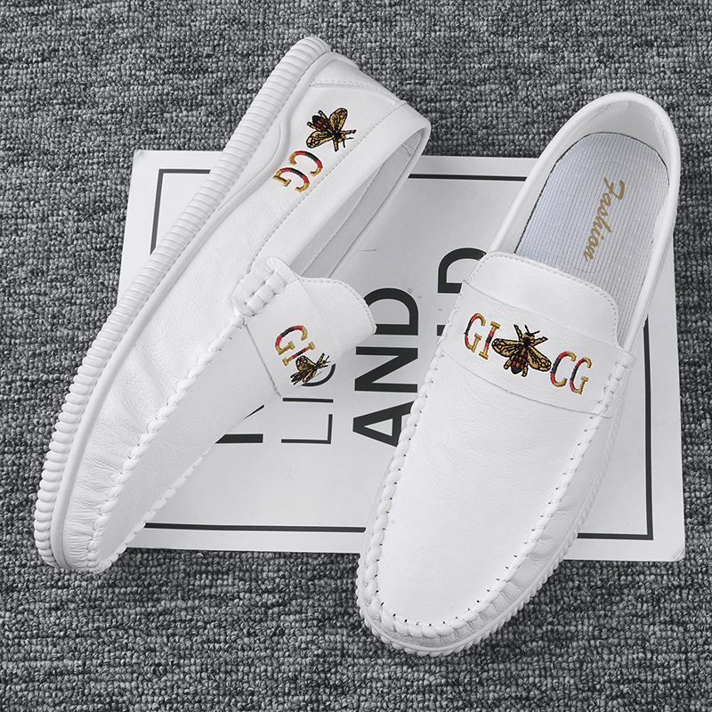 Muške Bean Shoes – gornji dio Ultra-Fiber kože, slip-on bez vezica, zaobljeni nos, gumasta udobna potplat