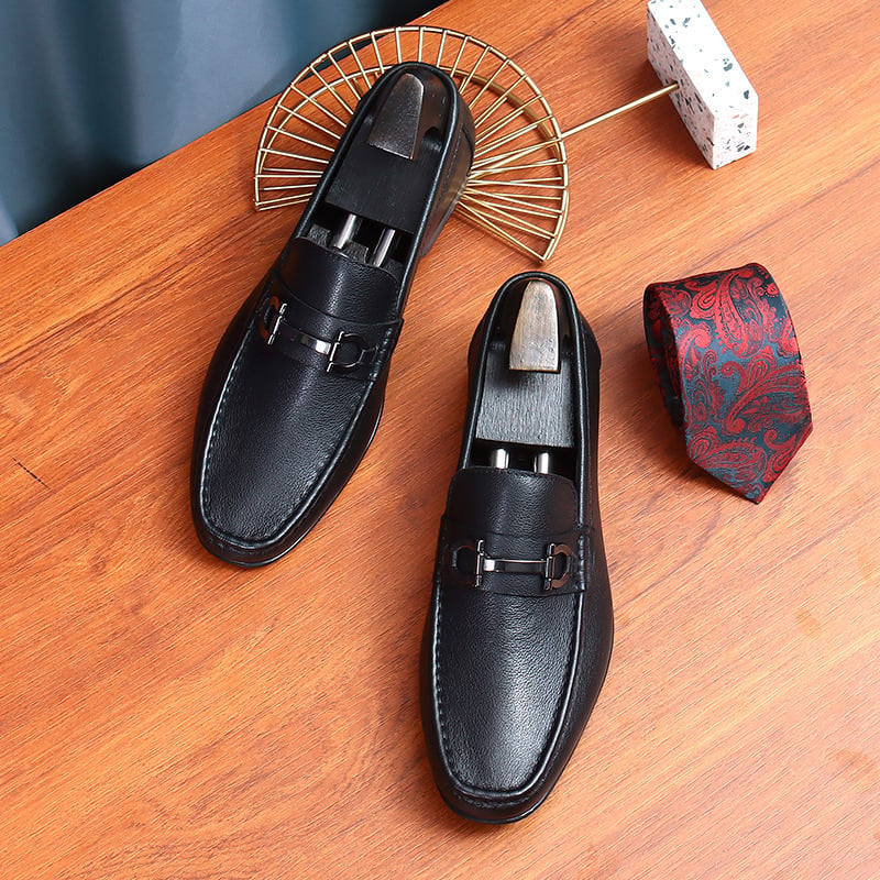 Muški ljetni loafersi za vožnju, prozračna gornja koža od kravljeg, slip-on, gumeni potplat, zaobljeni nos, niski kvadratni pet 1–3 cm, ulošak od prirodne kože, podstava od svinjske kože