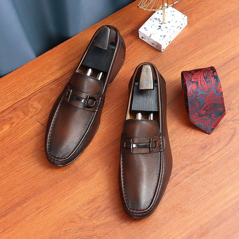 Muški ljetni loafersi za vožnju, prozračna gornja koža od kravljeg, slip-on, gumeni potplat, zaobljeni nos, niski kvadratni pet 1–3 cm, ulošak od prirodne kože, podstava od svinjske kože