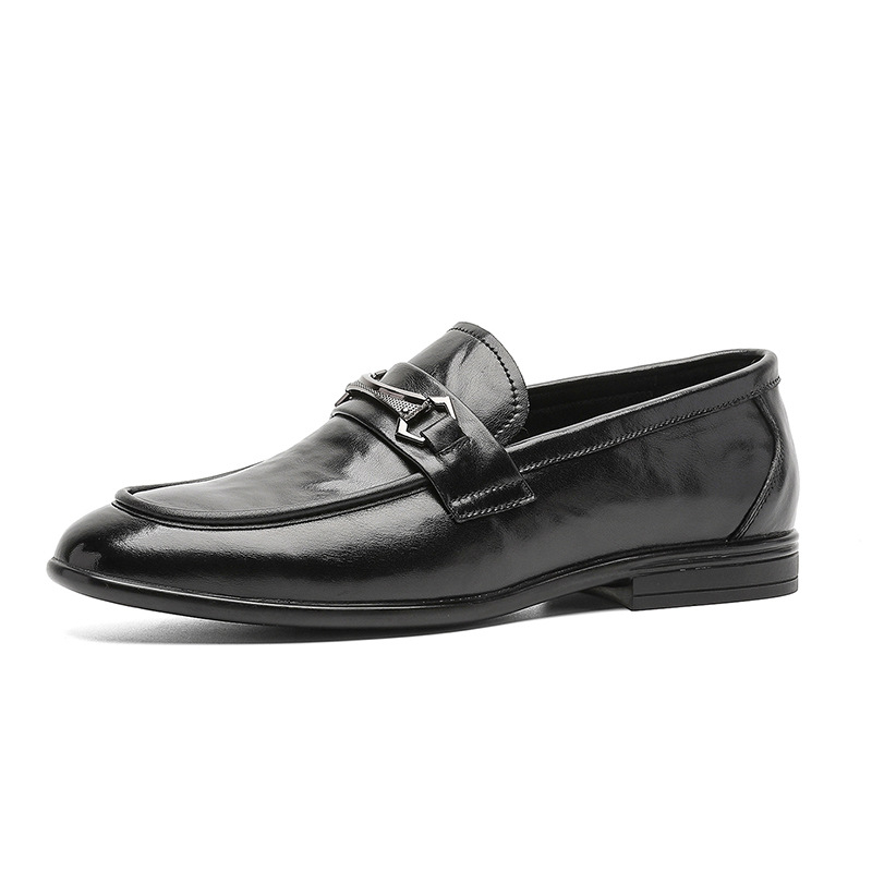 Muške slip-on loaferice — prozračne jesenske kožne cipele, gornji dio od reciklirane kože, PU ulošak, gumeni potplat, okrugli vrh, anti-slip, poslovni casual
