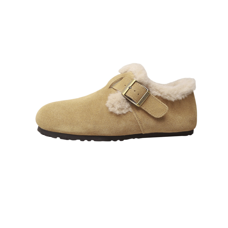 Ženske tople slip-on cipele s debelom gumom, mat vrh; umjetno krzno iznutra