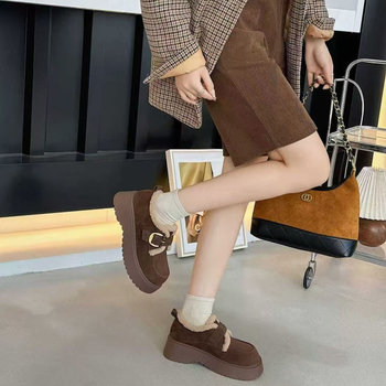 Ženske zimske cipele u stilu Birkenstock s flis uloškom, debela plataforma, gornji dio od ovčje vune, gumeni potplat, okrugli nos (flis ulošak; gornji dio od ovčje vune; debela plataforma; gumeni potplat; okrugli nos)