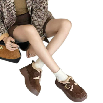 Ženske zimske cipele u stilu Birkenstock s flis uloškom, debela plataforma, gornji dio od ovčje vune, gumeni potplat, okrugli nos (flis ulošak; gornji dio od ovčje vune; debela plataforma; gumeni potplat; okrugli nos)