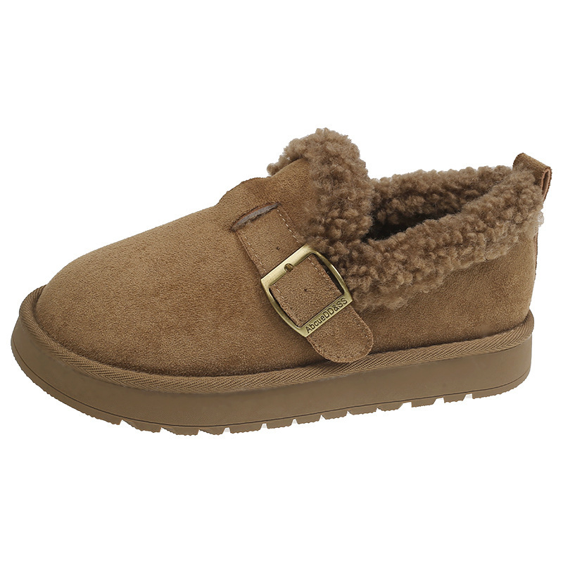 Zimske slip-on čizme s umjetnim krznom, gumom na potplatu — srednji peta 3-5 cm
