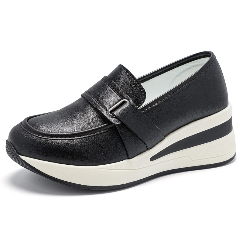 Slip-on loaferice s PU gornjim dijelom, okrugli vrh, platforma 6–8 cm, za žene