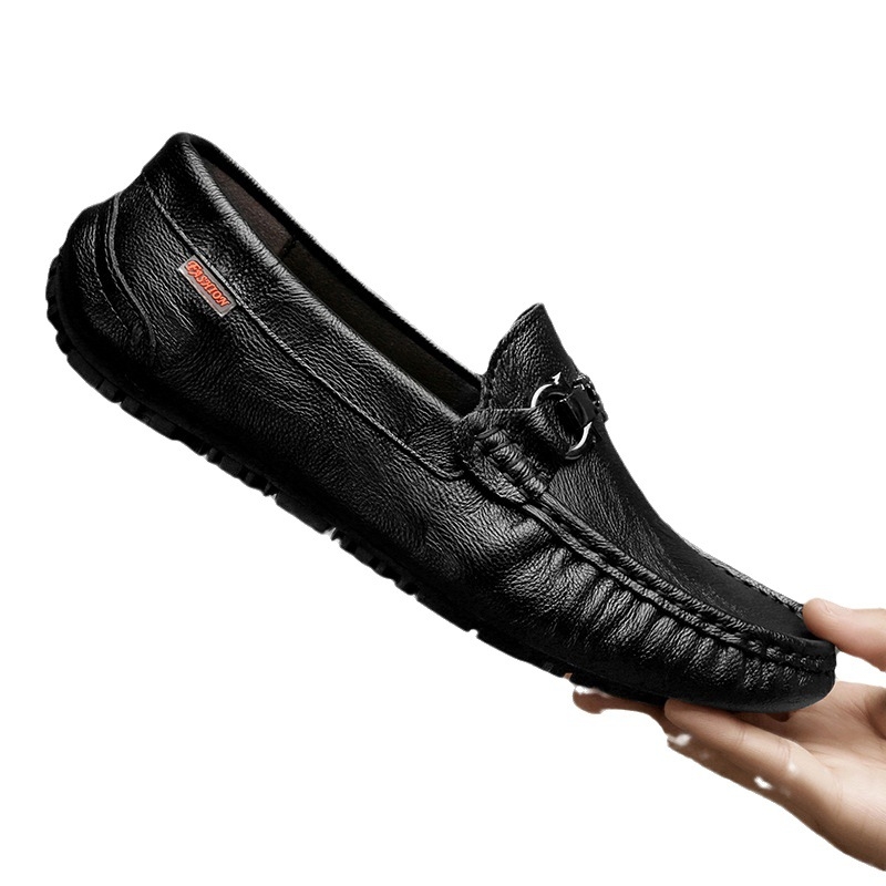 Muške Slip-On cipele od prave kože, bean shoes, gumeni potplat, kvadratni vrh, prozračne, protuklizne