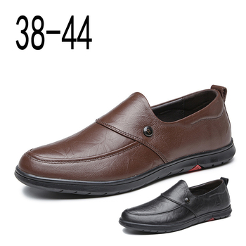 Kožni loafers s okruglim nosom i gumom na potplatu, niski gornji dio, prozračne i izdržljive muške casual poslovne cipele
