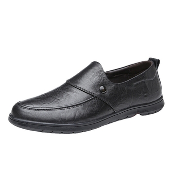 Kožni loafers s okruglim nosom i gumom na potplatu, niski gornji dio, prozračne i izdržljive muške casual poslovne cipele