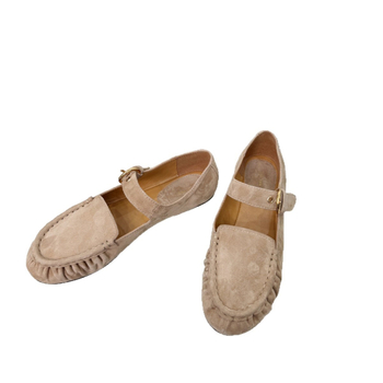 Дамски Mary Jane балеринки с катарама – нисък ток 1–3 см, горна част от овча велур, стелка от овча кожа