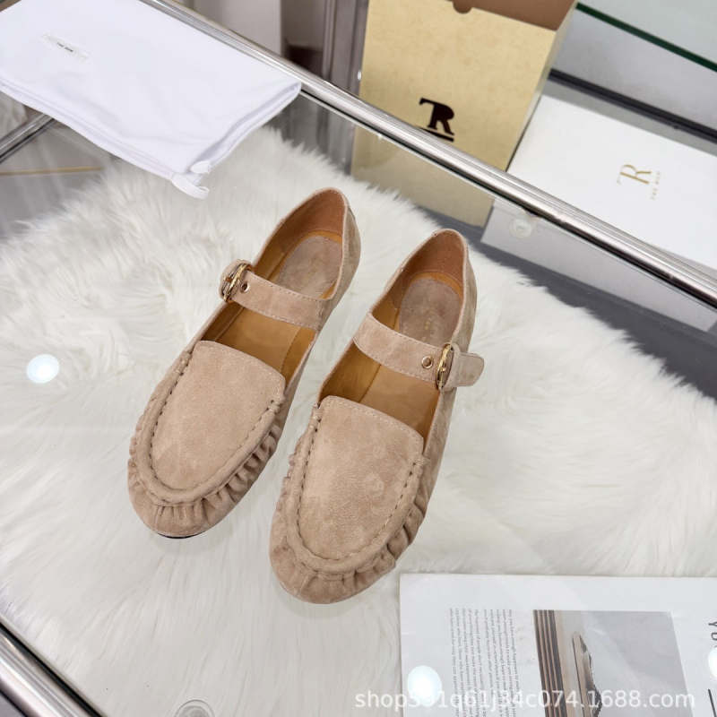 Дамски Mary Jane балеринки с катарама – нисък ток 1–3 см, горна част от овча велур, стелка от овча кожа