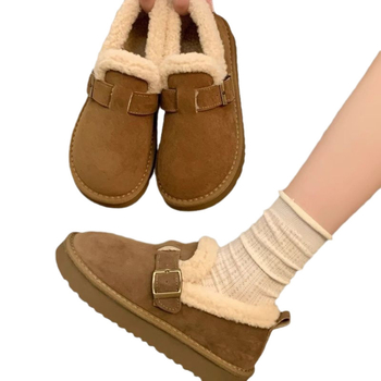 Ženske loaferice s debelim potplatom, fleece podstava, kopčanje kopčom, PU gornji dio, gumena potplata, okrugli vrh