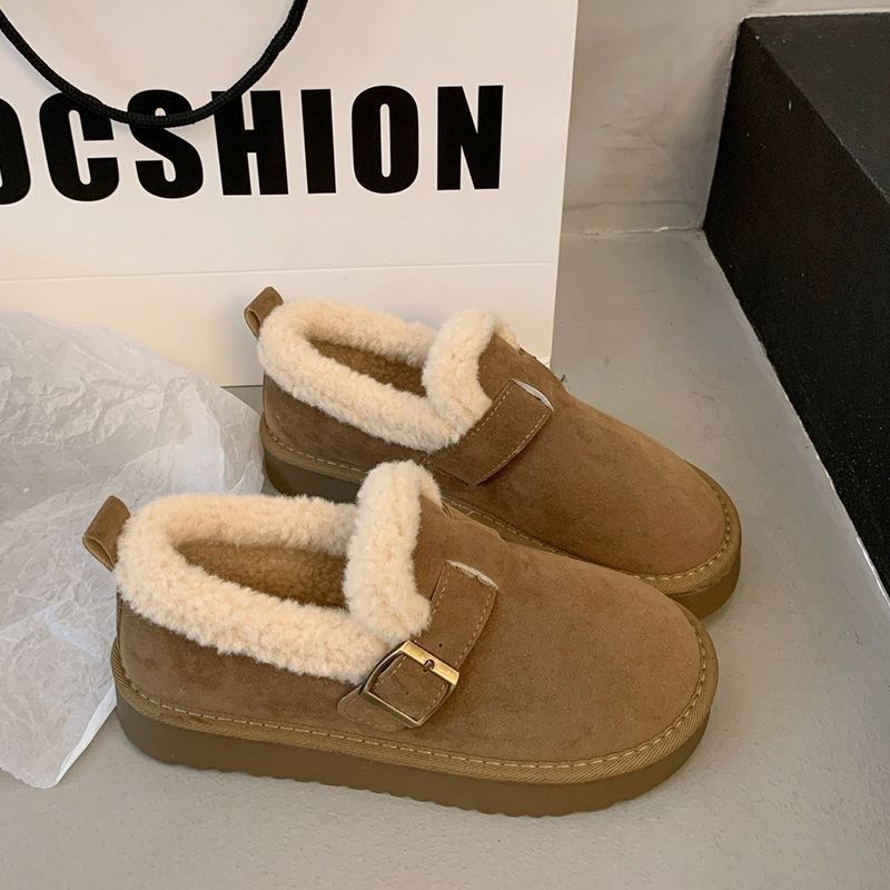 Ženske loaferice s debelim potplatom, fleece podstava, kopčanje kopčom, PU gornji dio, gumena potplata, okrugli vrh