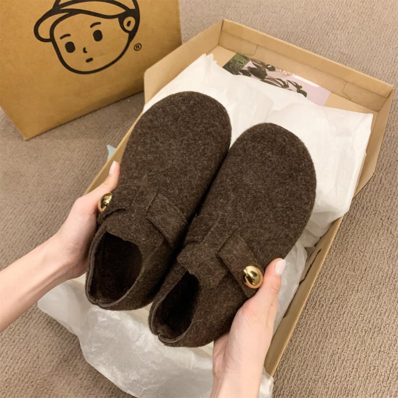 Ženski loaferi s debelim potplatom, frosted gornji dio, gumena potplata, unutarnja navlaka od umjetne dlake, visina peta 3–5 cm