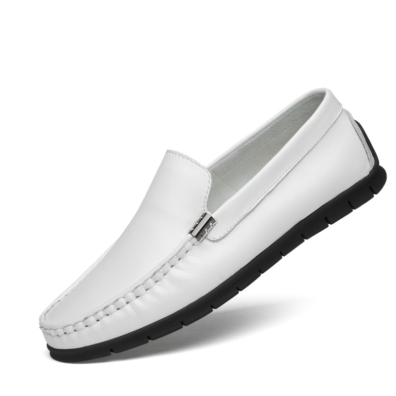 Muške slip-on cipele od prave kože, prozračne, gumena potplata, okrugli vrh, ravna peta
