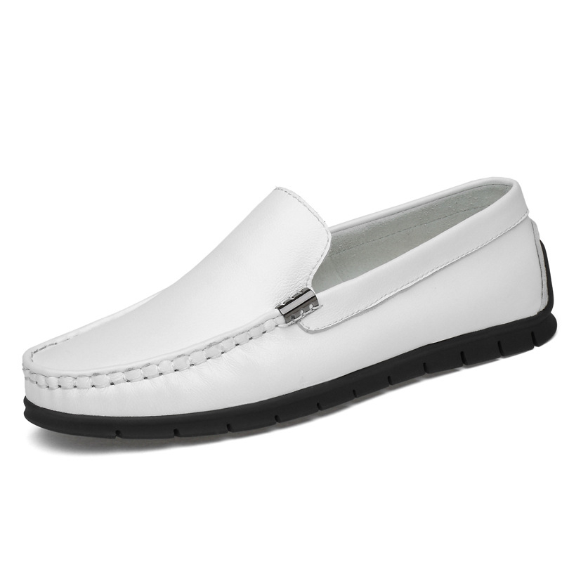 Muške slip-on cipele od prave kože, prozračne, gumena potplata, okrugli vrh, ravna peta