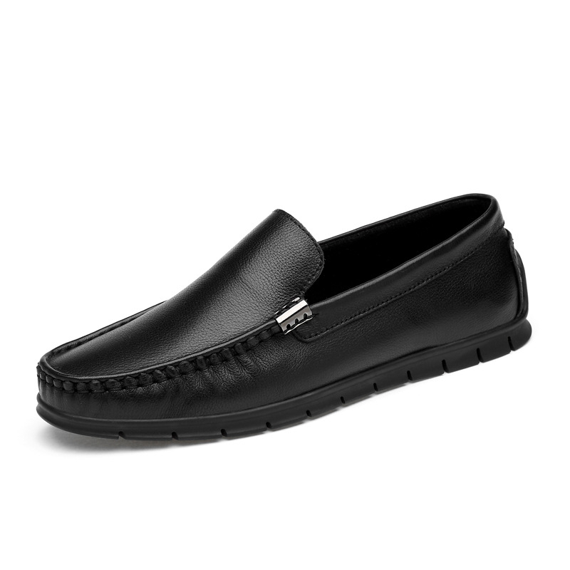 Muške slip-on cipele od prave kože, prozračne, gumena potplata, okrugli vrh, ravna peta