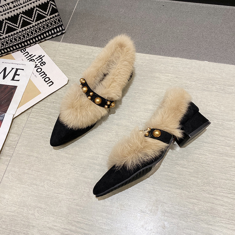 Ženske mokasine s oštrim nosom, mikrovlaknen gornji dio, velur podstava, gumena potplat, niski potpetica