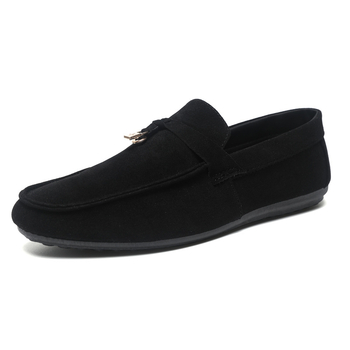 Muške mokasine-slip-on s velur gornjim dijelom, oštra nosnica, bez vezivanja, niski profil, gumeni potplat