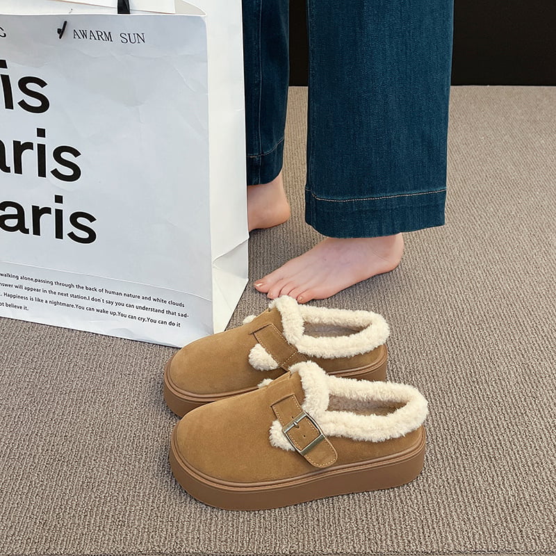 Ženske Birkenstock-stilne loaferice s gornjim dijelom od brušene kože, unutarnja od super vlakna, gumena potplata — niski nart, zimsko izdanje 2025