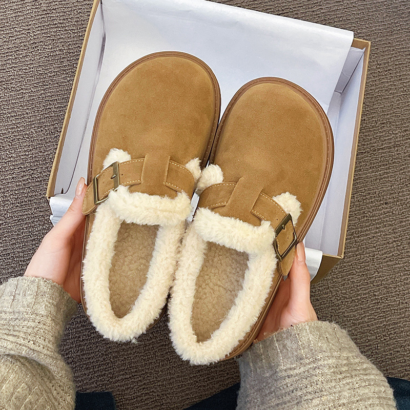 Ženske Birkenstock-stilne loaferice s gornjim dijelom od brušene kože, unutarnja od super vlakna, gumena potplata — niski nart, zimsko izdanje 2025