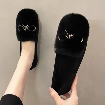 Kismama loaferek mesterséges rövid plüss belsejével, kerek orrú, alacsony profil, slip-on