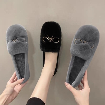 Kismama loaferek mesterséges rövid plüss belsejével, kerek orrú, alacsony profil, slip-on