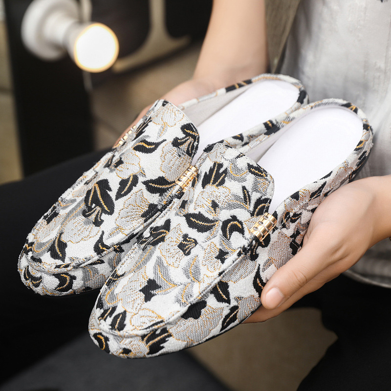 Мъжки Slip-On лоуфъри с платнен горен, гумена подметка, заострен нос и антихлъзгаща подметка